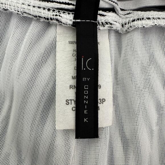 IC by Connie K Pants Womens Large Black White Wide Leg Pleated Pattern Artsy - Picture 4 of 11